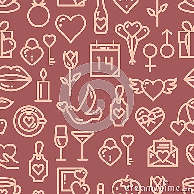 Valentines Day Love seamless pattern Vector Illustration