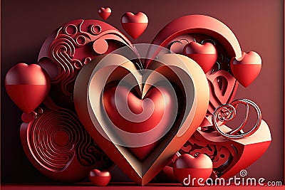 valentines day and love shapes background. Generative AI Stock Photo