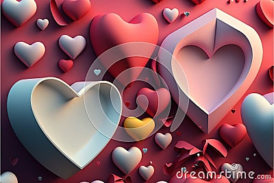 valentines day and love shapes background. Generative AI Stock Photo