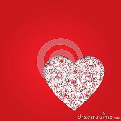 Valentines day paper red heart Vector Illustration