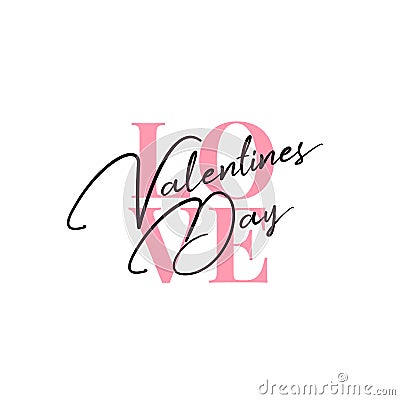 Valentines Day poster text with Signature script typography style stacked love text background. Banner vector template design Stock Photo