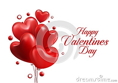 Valentines Day Red Sweet Balloon Hearts Vector Illustration