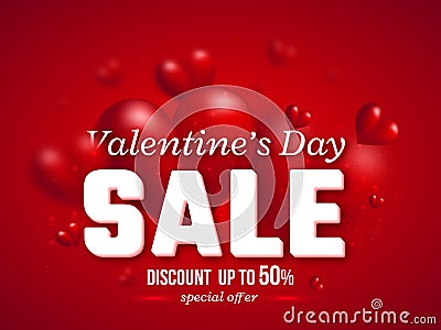 Valentines day sale background. Vector Illustration