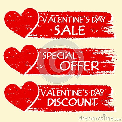 Valentines day sale and discount, special offer with hearts in r Stock Photo