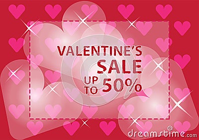 Valentines day sale poster and banner Vector Illustration