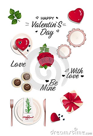 Valentines day set. Vector isolate illustrations. Happy Valentins day. Vector Illustration