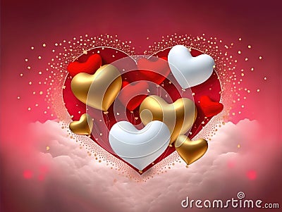 Valentines Day Souvenir of Love Couple in Love Postcard Hearts Illustration Generative AI Stock Photo