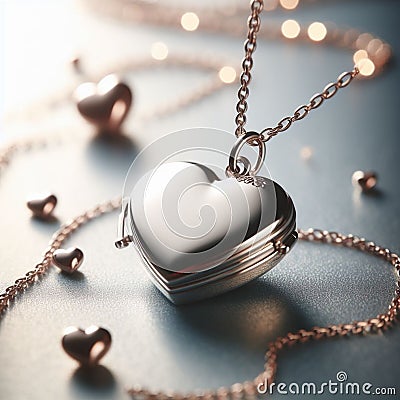 heart necklace with beautiful chain valentines day special Stock Photo