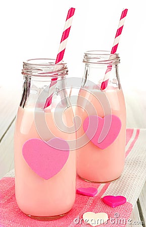 Valentines Day strawberry milk Stock Photo