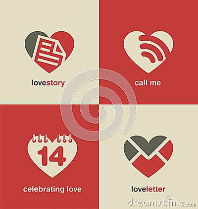 Valentines day symbols and icons collection Vector Illustration