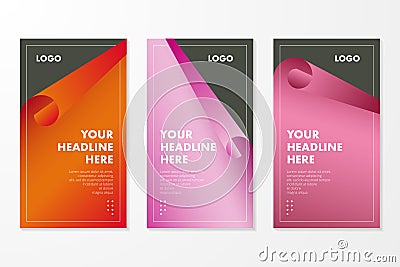 Cover Design with Gradient Paper Flip Style Vector Illustration