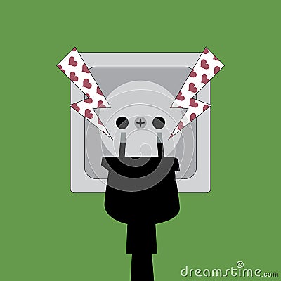 Valentines day vector creative idea greeting card with socket and electricity of hearts Vector Illustration