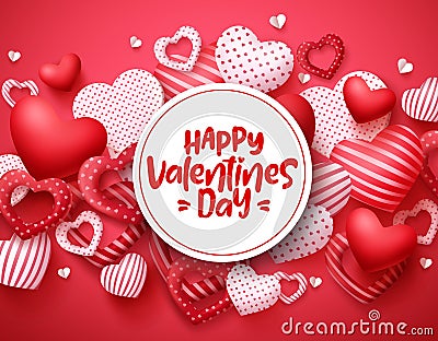 Valentines day vector hearts background template. Happy valentines day greeting text Vector Illustration