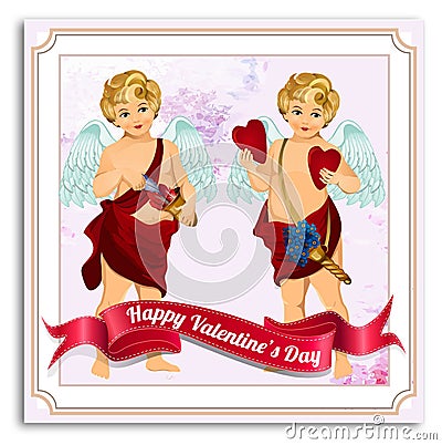 Valentines Day Vector Postcard, Illustrations and Typography Elements Cartoon Illustration