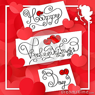 Valentines day vintage lettering background Vector Illustration