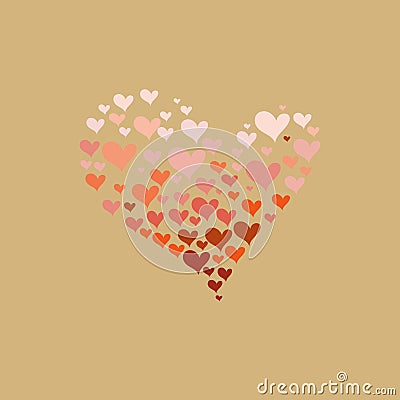 Valentines day Wallpaper, the outline of the heart out of many small hearts Vector Illustration