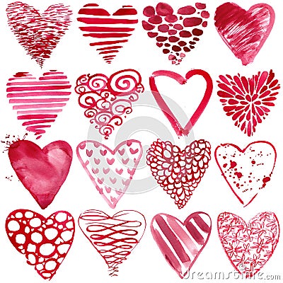Valentines day watercolor red heart. Stock Photo
