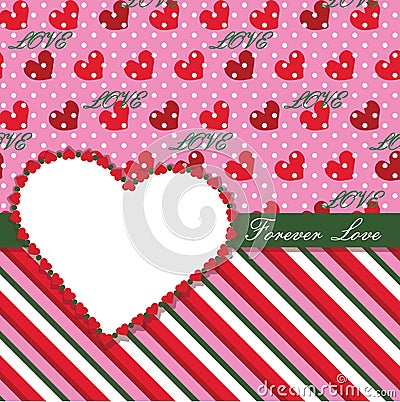 Valentines Design Template with hearts, polka dot Vector Illustration