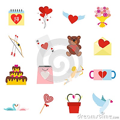 Valentines flat icons set Stock Photo