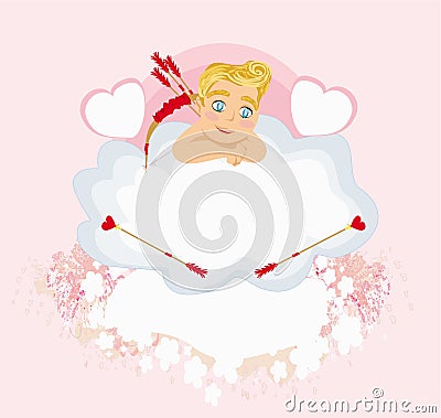 Valentines frame with a sweet cupid Vector Illustration