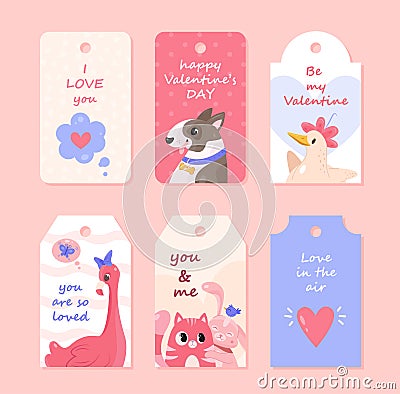 Valentines gift tags vector set Vector Illustration