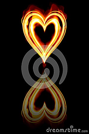 valentines Heart burning fire Vector Illustration