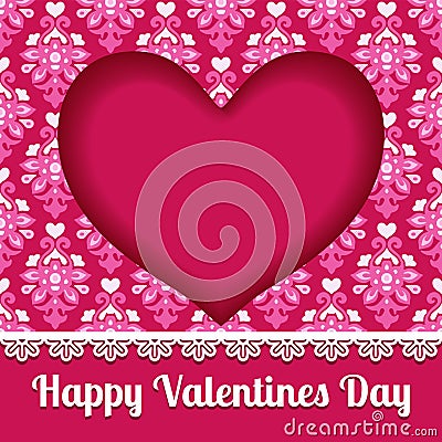 Valentines heart card lace design vector Vector Illustration