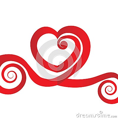 Valentines heart love swirly design Vector Illustration