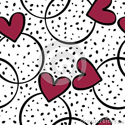Valentines hearts seamless ring pattern for wrapping paper and fabrics and linens and party accessories Cartoon Illustration