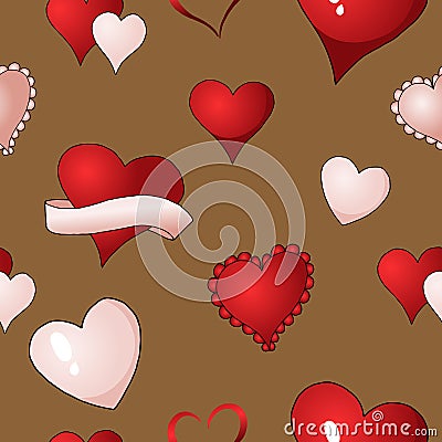 Valentines hearts vector seamless pattern background repetitive textile paint Vector Illustration