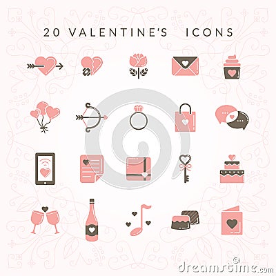 Valentines icons. Vector illustration decorative background design Cartoon Illustration