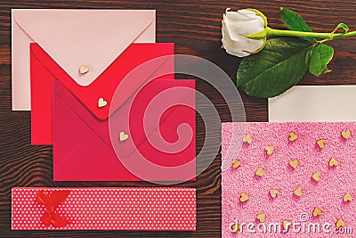 Valentines letters and rose Stock Photo