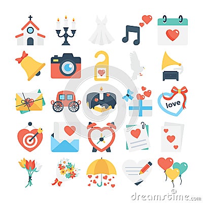 Valentines, Love, Romance, Marriage Vector Icons 1 Stock Photo