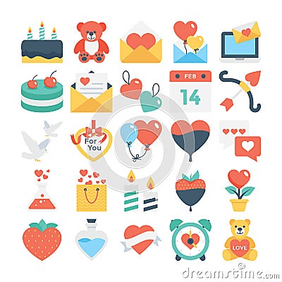 Valentines, Love, Romance, Marriage Vector Icons 2 Stock Photo