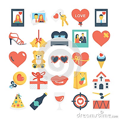 Valentines, Love, Romance, Marriage Vector Icons 7 Stock Photo