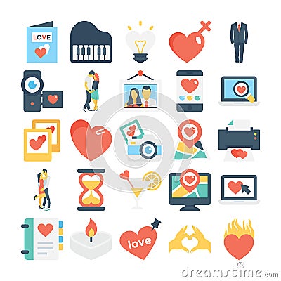 Valentines, Love, Romance, Marriage Vector Icons 8 Stock Photo