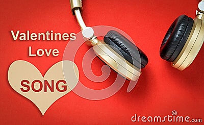 Valentines Love song Music headphone. Stock Photo