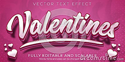 valentines love text effect editable heart text style Vector Illustration