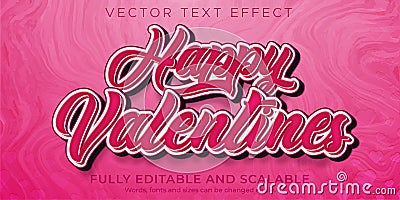 valentines love text effect editable heart text style Vector Illustration