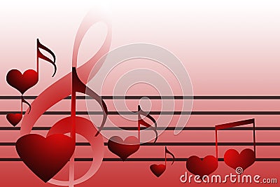 Valentines music hearts Stock Photo