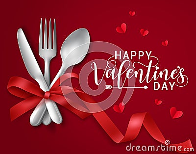 Valentines romantic dating vector banner template. Happy valentines day greeting text. Vector Illustration