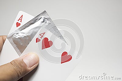 Valentines`s day, Number Fourteen card number, Condom Prevent Pregnancy Contraception Valentines safe sex young love concept, Stock Photo