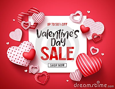Valentines sale vector banner template. Valentines day store discount promotion Vector Illustration