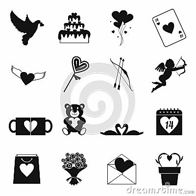 Valentines simple icons set Stock Photo