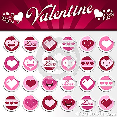 Valentines Stickers Vector Illustration