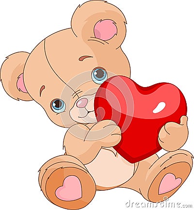 Valentines Teddy Bear Vector Illustration
