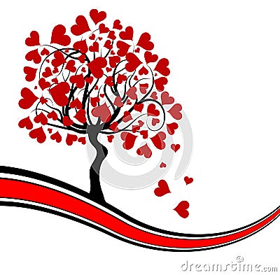 Valentines tree background, Vector Illustration