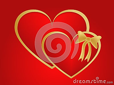 Valentines twin gold hearts Stock Photo