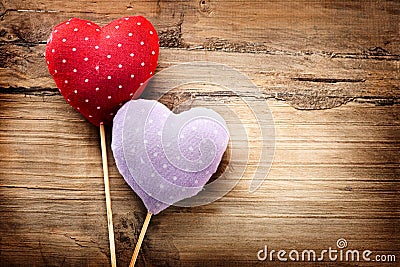 Valentines vintage handmade hearts Stock Photo