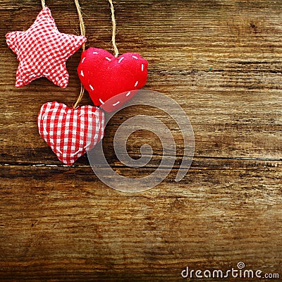 Valentines vintage hearts, retro background Stock Photo